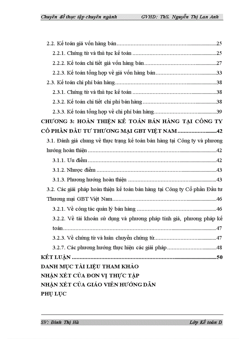 Hoàn thiện kế toán bán hàng tại Công ty Cổ phần Đầu tư Thương mại GBT Việt Nam