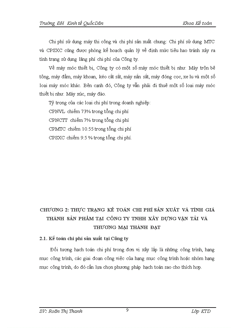 image for page Hoàn thiện kế toán chi phí sản xuất và tính giá thành sản phẩm xây lắp tại Công ty TNHH Xây dựng Vận tải Và Thương mại Thành Đạt