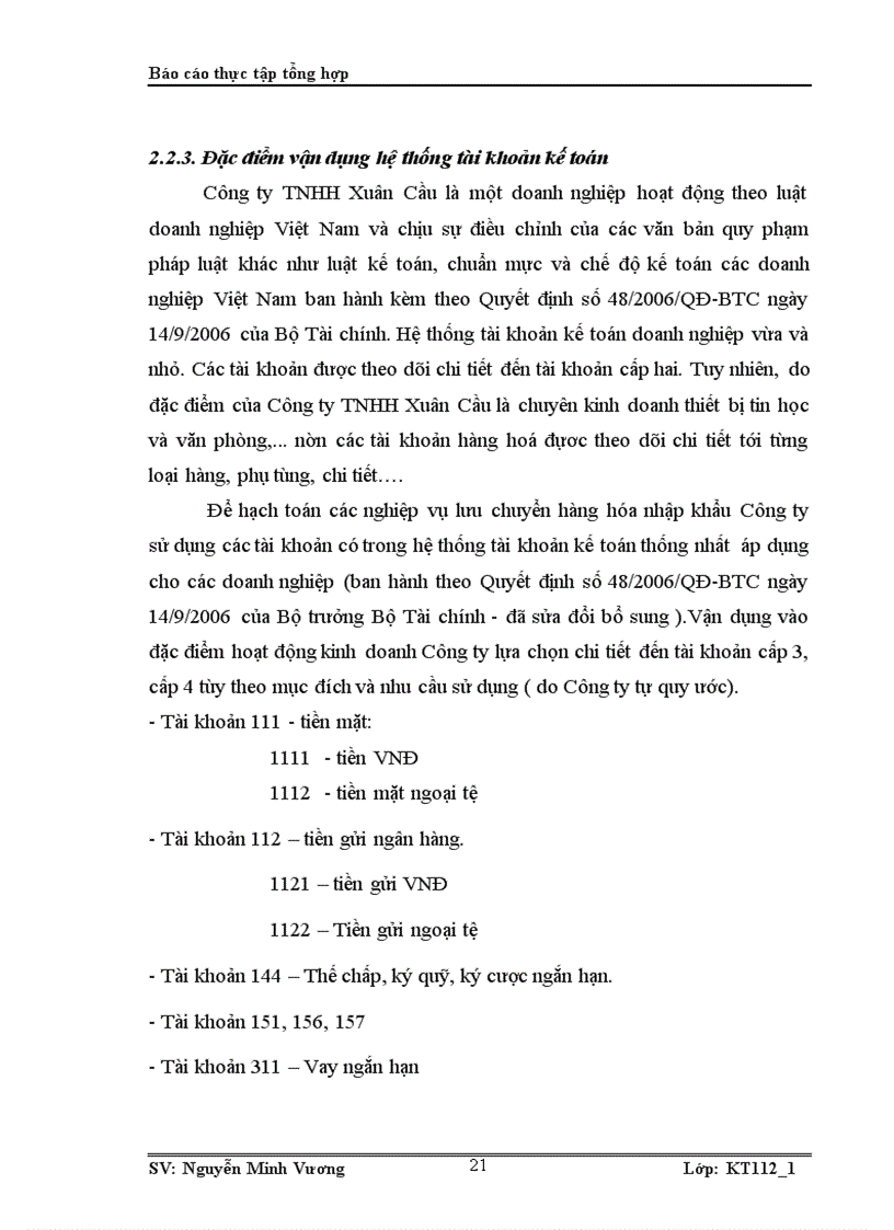 image for page Thực trạng tổ chức bộ máy kế toán và công tác kế toán tại Công ty TNHH Xuân Cầu