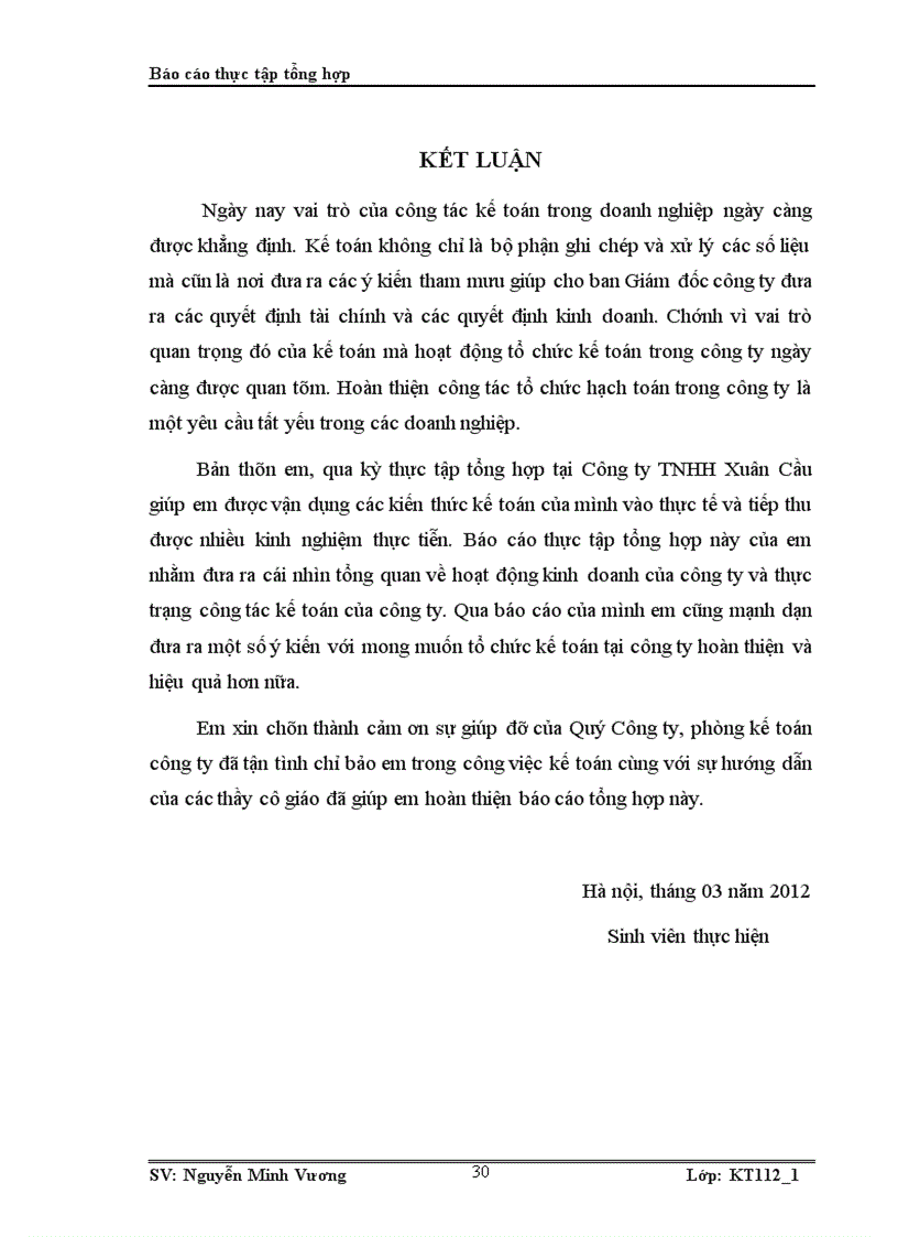 image for page Thực trạng tổ chức bộ máy kế toán và công tác kế toán tại Công ty TNHH Xuân Cầu