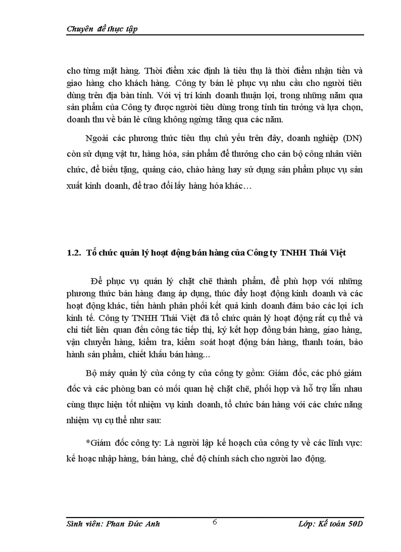 image for page Hoàn thiện kế toán bán hàng và xác định kết quả kinh doanh tại Công ty TNHH Thái Việt