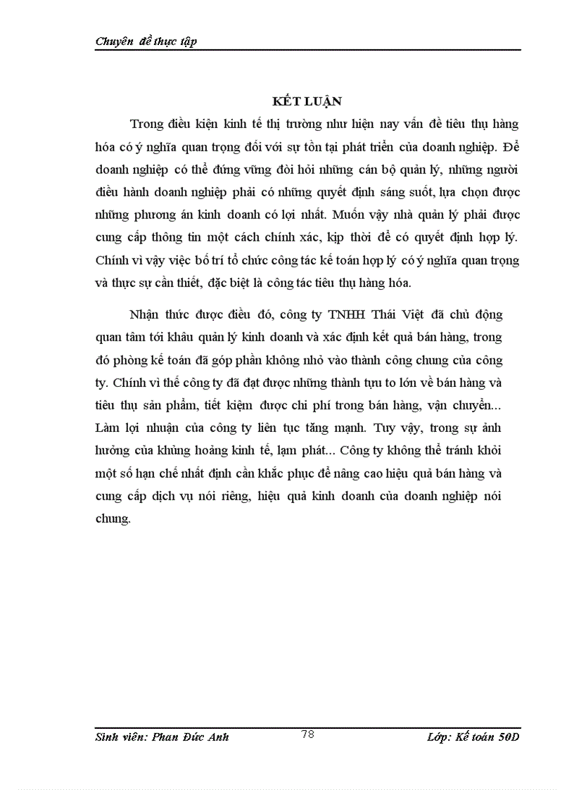 image for page Hoàn thiện kế toán bán hàng và xác định kết quả kinh doanh tại Công ty TNHH Thái Việt
