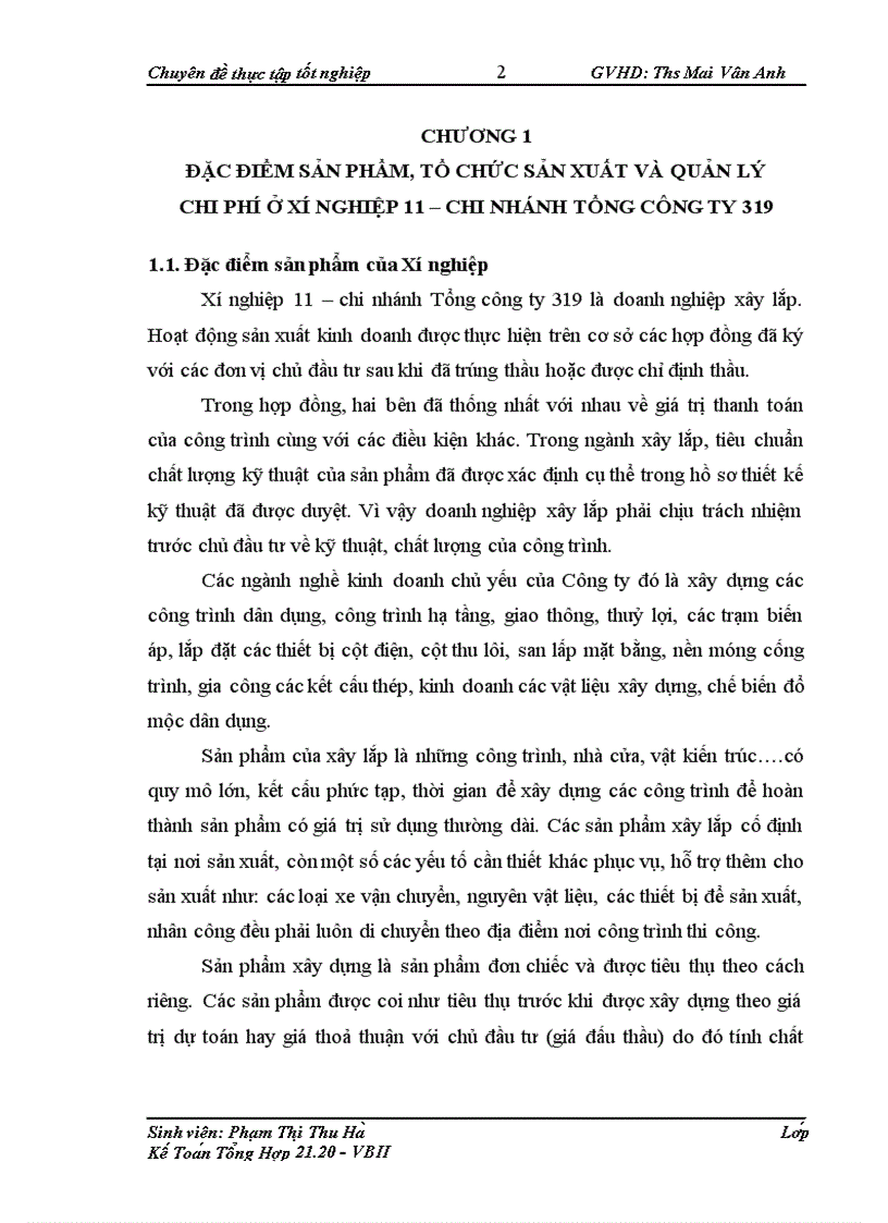 image for page Hoàn thiện kế toán tập hợp chi phí sản xuất và tính giá thành sản phẩm tại xí nghiệp 11 Chi nhánh Tổng công ty 319