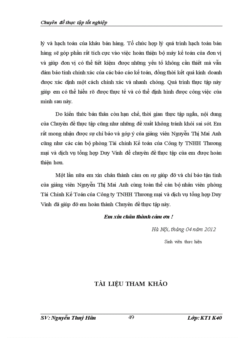 image for page Hoàn thiện kế toán bán hàng và xác định kết quả bán hàng tại Công ty TNHH Thương mại và dịch vụ tổng hợp Duy Vinh