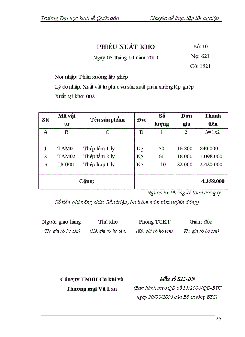 image for page Hoàn thiện kế toán nguyên vật liệu tại Công ty TNHH Cơ khí và Thương mại Vũ Lân 1