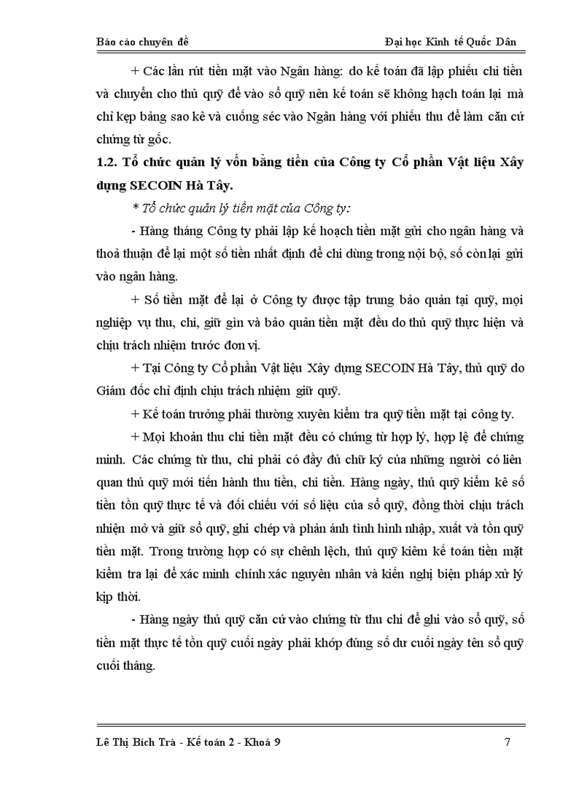 image for page Hoàn thiện kế toán vốn bằng tiền tại Công ty Cổ phần Vật liệu Xây dựng SECOIN Hà Tây