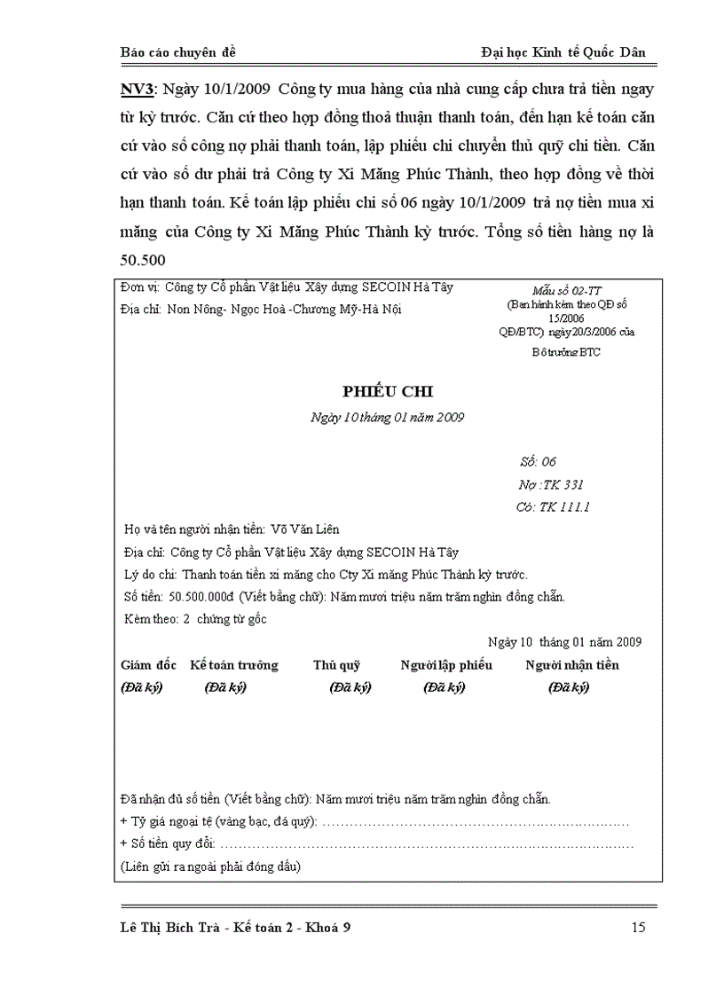 image for page Hoàn thiện kế toán vốn bằng tiền tại Công ty Cổ phần Vật liệu Xây dựng SECOIN Hà Tây