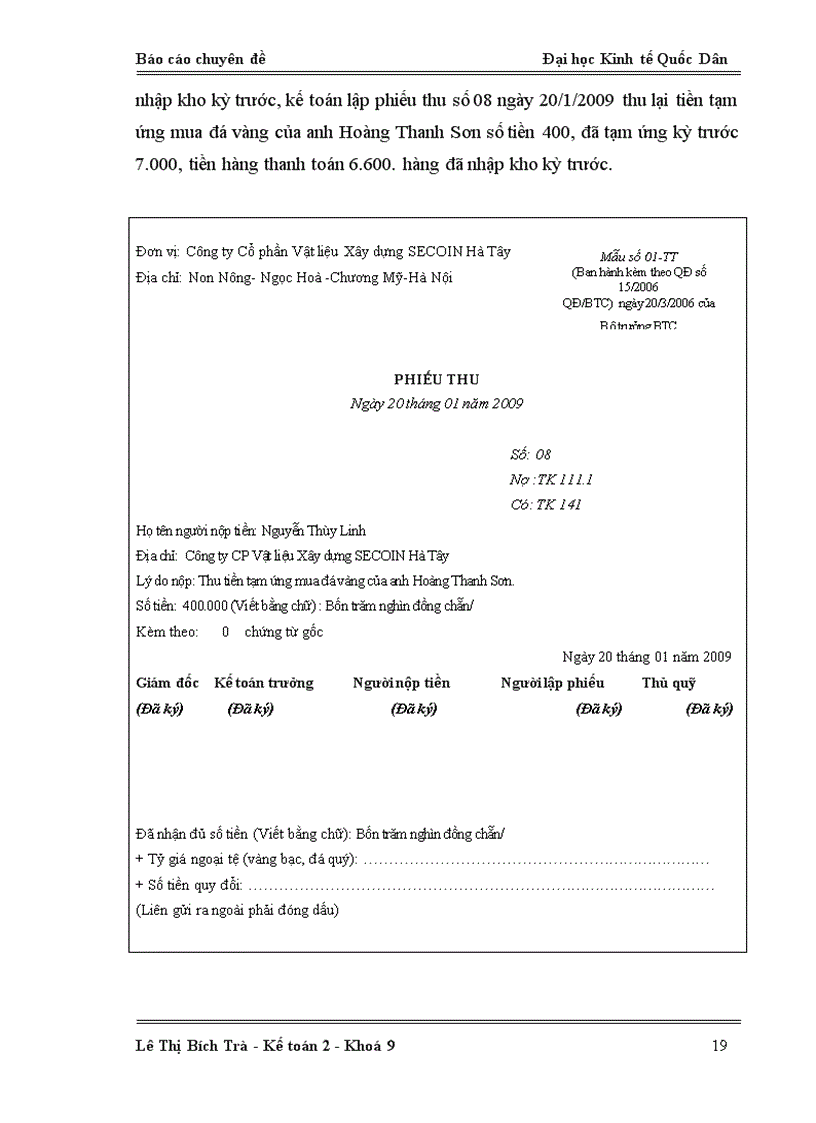 image for page Hoàn thiện kế toán vốn bằng tiền tại Công ty Cổ phần Vật liệu Xây dựng SECOIN Hà Tây