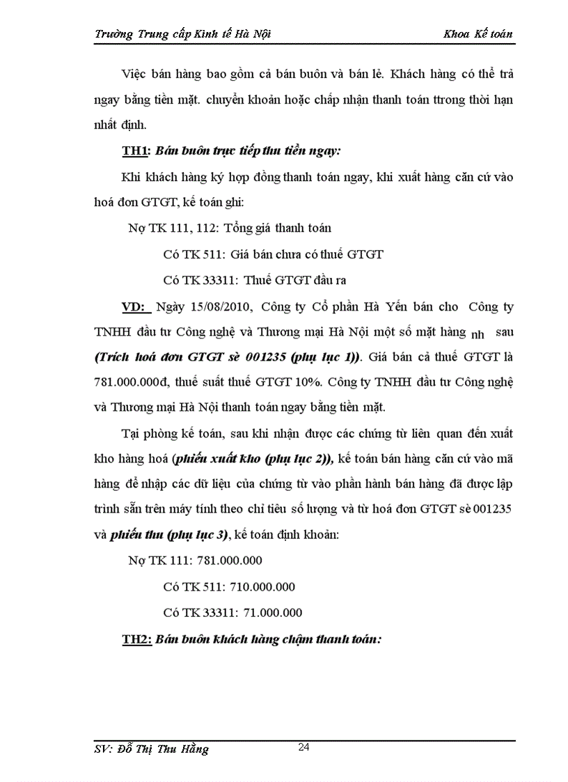 image for page Kế toán bán hàng và xác định kết quả bán hàng tại Công ty Cổ phần Hà Yến