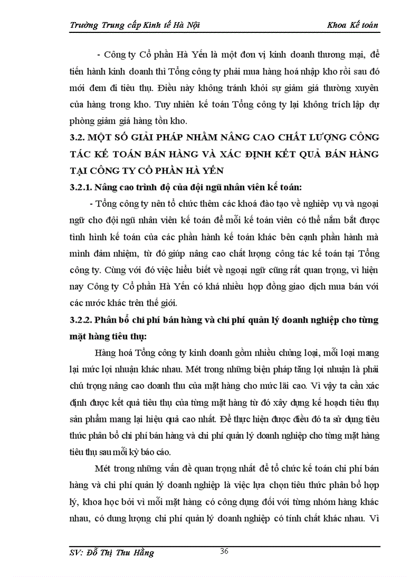 image for page Kế toán bán hàng và xác định kết quả bán hàng tại Công ty Cổ phần Hà Yến