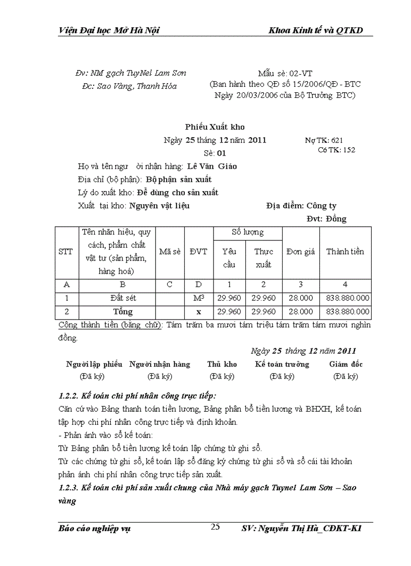 image for page Kế toán chi phí sản xuất và tính giá thành sản phẩm tại nhà máy gạch Tuynel Lam Sơn