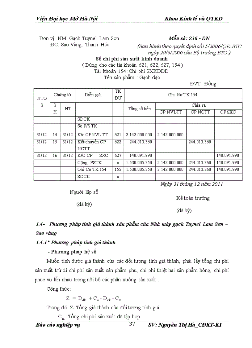 image for page Kế toán chi phí sản xuất và tính giá thành sản phẩm tại nhà máy gạch Tuynel Lam Sơn