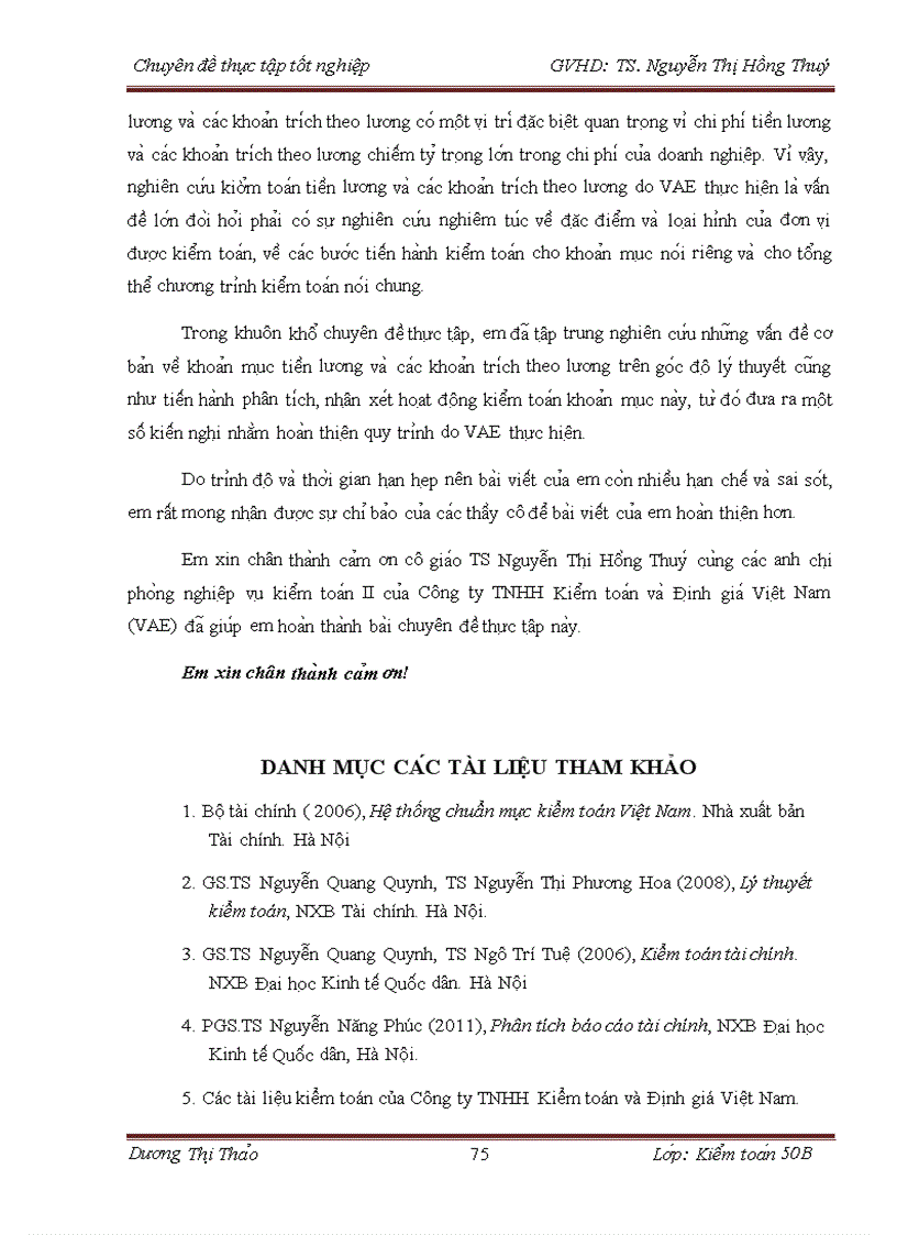 image for page Hoàn thiện kiểm toán tiền lương và các khoản trích theo lương trong kiểm toán báo cáo tài chính do Công ty TNHH Kiểm toán và Định giá Việt Nam VAE thực hiện