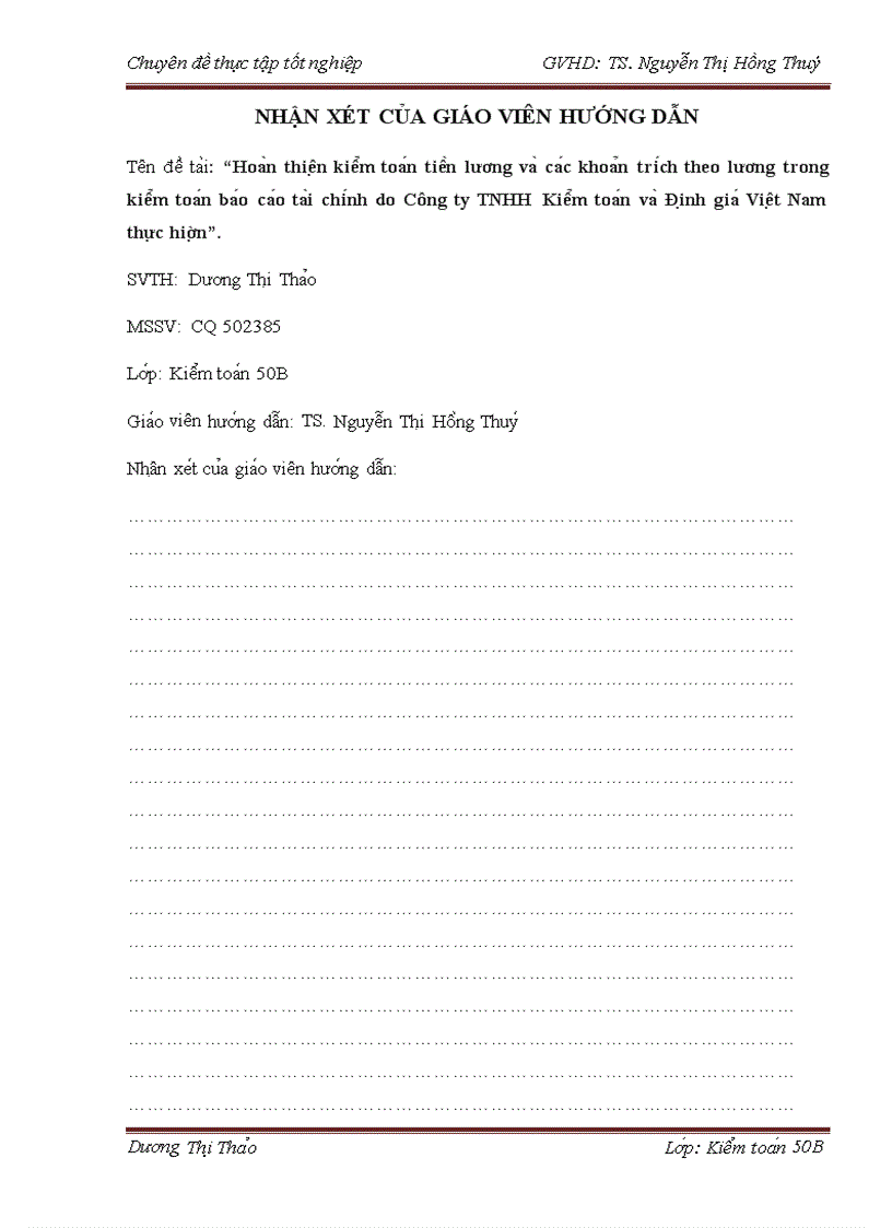 image for page Hoàn thiện kiểm toán tiền lương và các khoản trích theo lương trong kiểm toán báo cáo tài chính do Công ty TNHH Kiểm toán và Định giá Việt Nam VAE thực hiện