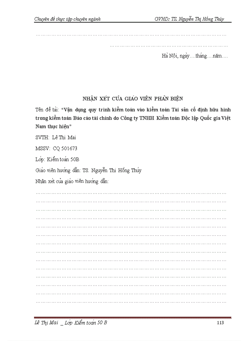 image for page Vận dụng quy trình kiểm toán vào kiểm toán Tài sản cố định hữu hình trong kiểm toán Báo cáo tài chính do Công ty TNHH Kiểm toán Độc lập Quốc gia Việt Nam thực hiện