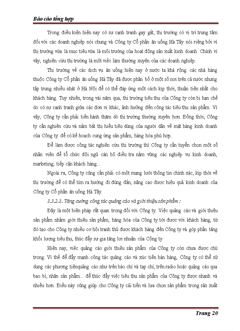 image for page Thực trạng về hoạt động kinh doanh của Công ty Cổ phần ăn uống Hà Tây