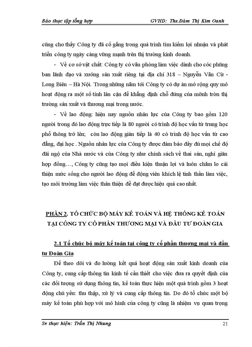 image for page Tổ chức bộ máy kế toán và hệ thống kế toán tại Công ty cổ phần Thương mại và Đầu tư Đoàn Gia 1