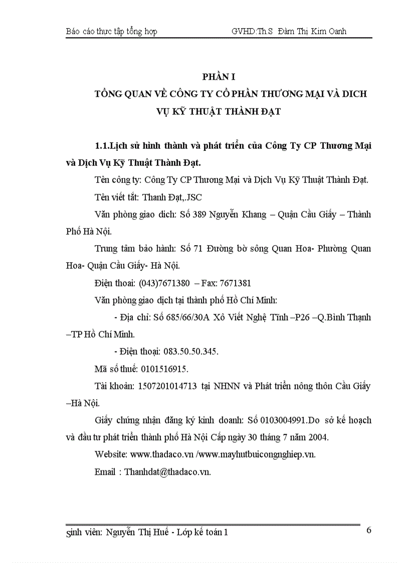 image for page Đặc điểm tổ chức công tác kế toán tại Công Ty Cổ Phần Thương Mại và Dịch Vụ Kỹ Thuật Thành Đạt 1