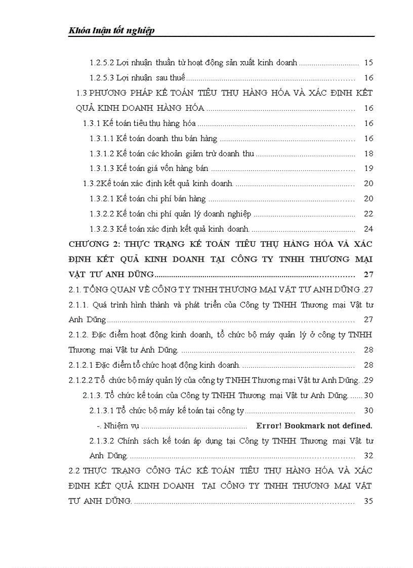 image for page Hoàn thiện công tác kế toán bán hàng và xác định kết quả kinh doanh tại Công ty TNHH Thương mại Vật tư Anh Dũng 1