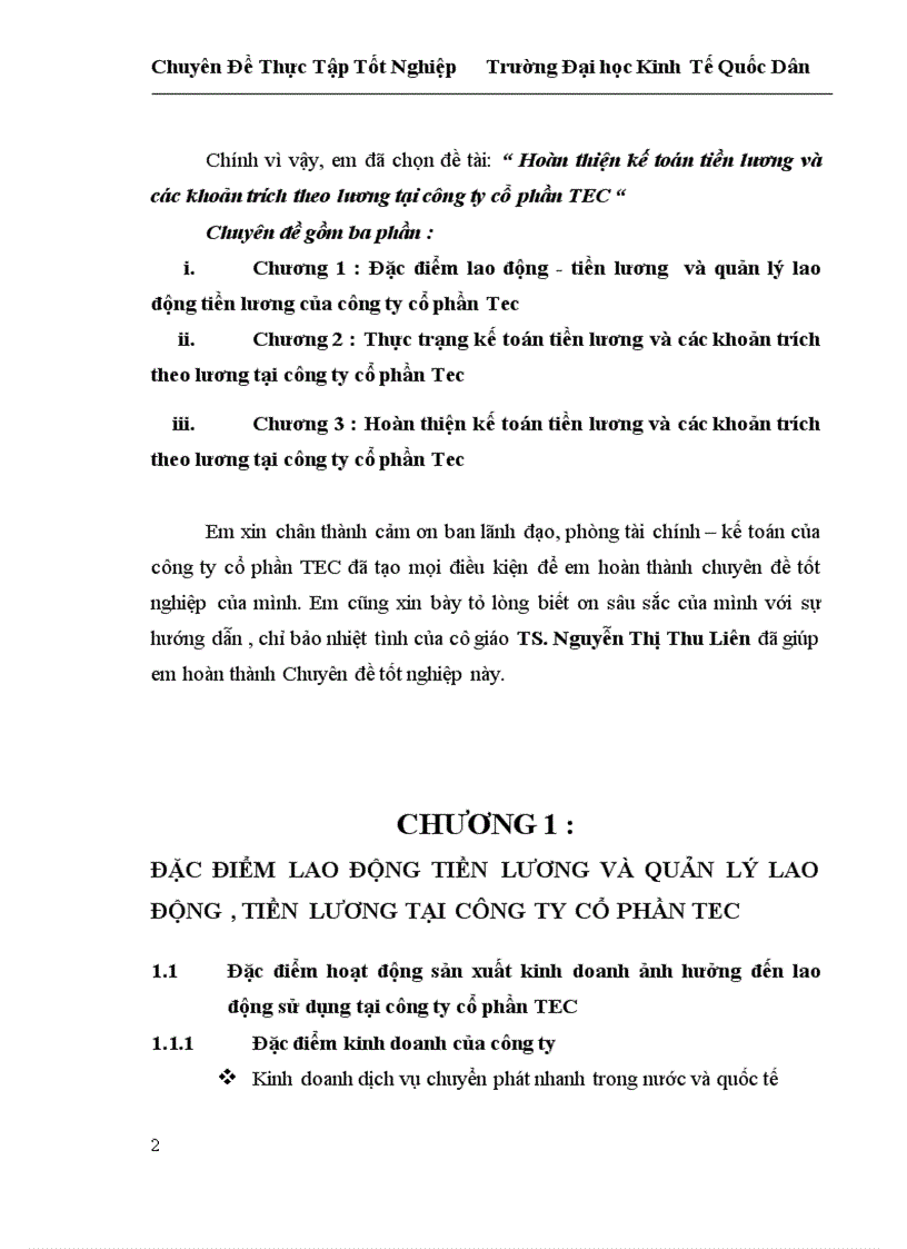 image for page Hoàn thiện kế toán tiền lương và các khoản trích theo lương tại công ty cổ phần TEC 1