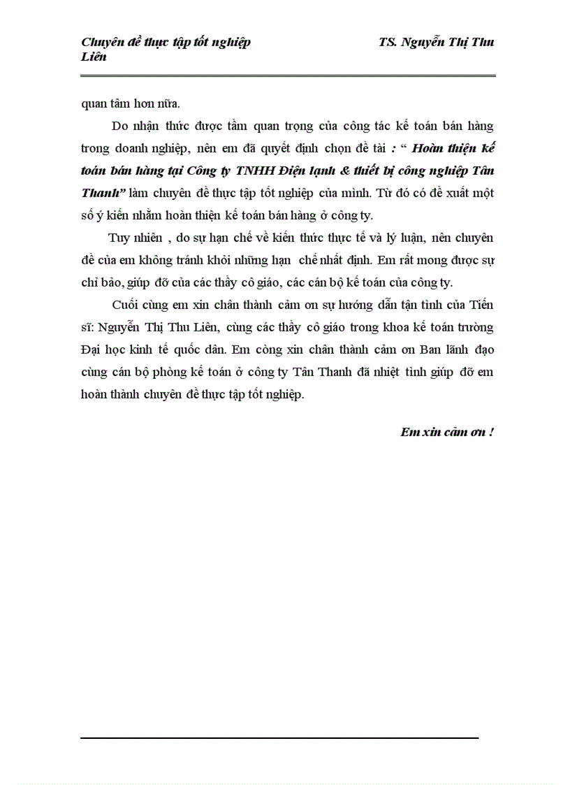 image for page Hoàn thiện kế toán bán hàng tại Công ty TNHH Điện lạnh thiết bị công nghiệp Tân Thanh