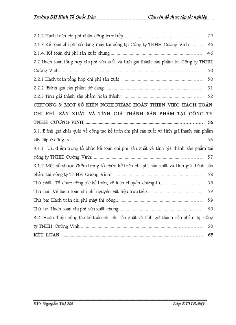 Hoàn thiện kế toán chi phí sản xuất và tính giá thành sản phẩm tại Công ty TNHH Cường Vinh 3