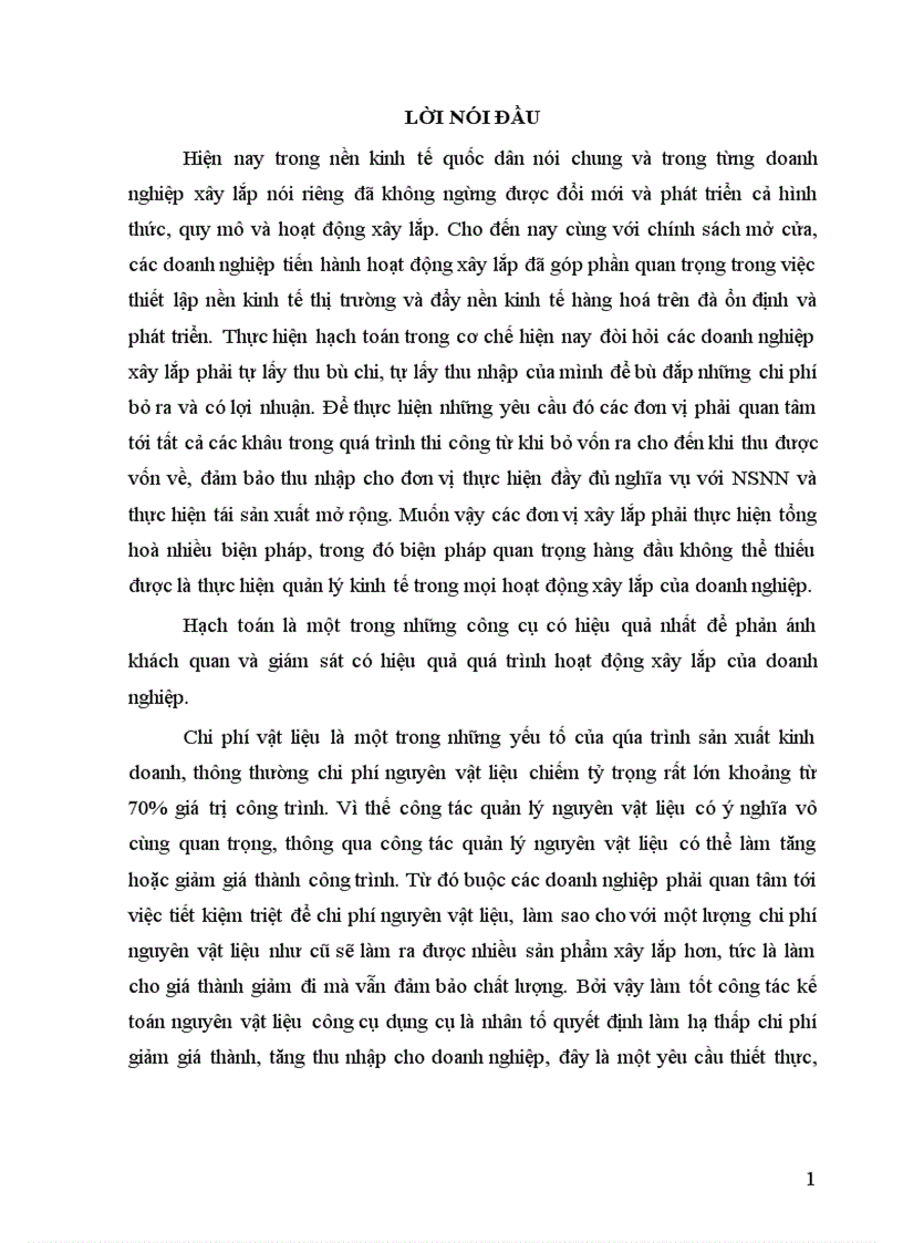 image for page Kế toán nguyên vật liệu ở Công ty cổ phần xây dựng số 1 Hà Nội 1