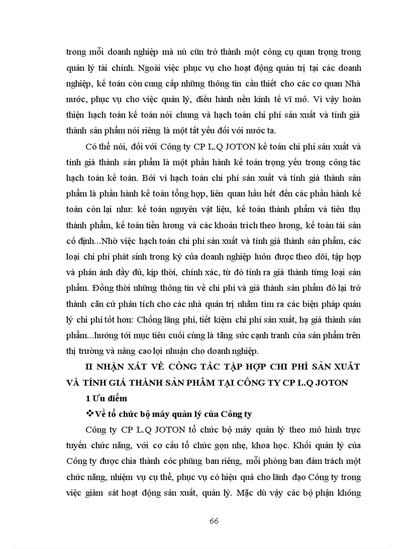 image for page Nhận xét và một số kiến nghị nhằm hoàn thiện công tác kế toán tập hợp chi phí sản xuất và tính giá thành sản phẩm tại Công ty Cp L Q JOTON Hà Nội