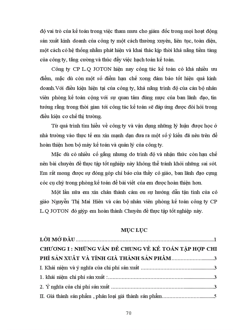 image for page Nhận xét và một số kiến nghị nhằm hoàn thiện công tác kế toán tập hợp chi phí sản xuất và tính giá thành sản phẩm tại Công ty Cp L Q JOTON Hà Nội