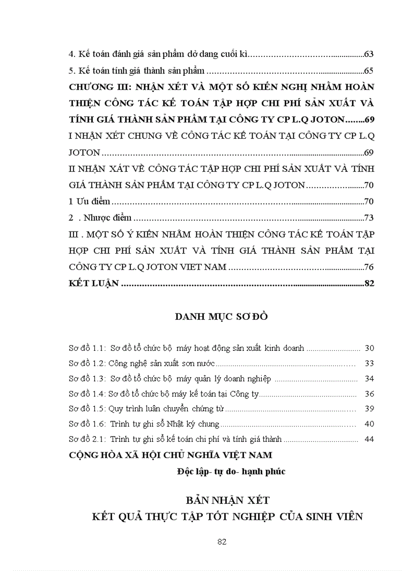 image for page Nhận xét và một số kiến nghị nhằm hoàn thiện công tác kế toán tập hợp chi phí sản xuất và tính giá thành sản phẩm tại Công ty Cp L Q JOTON Hà Nội