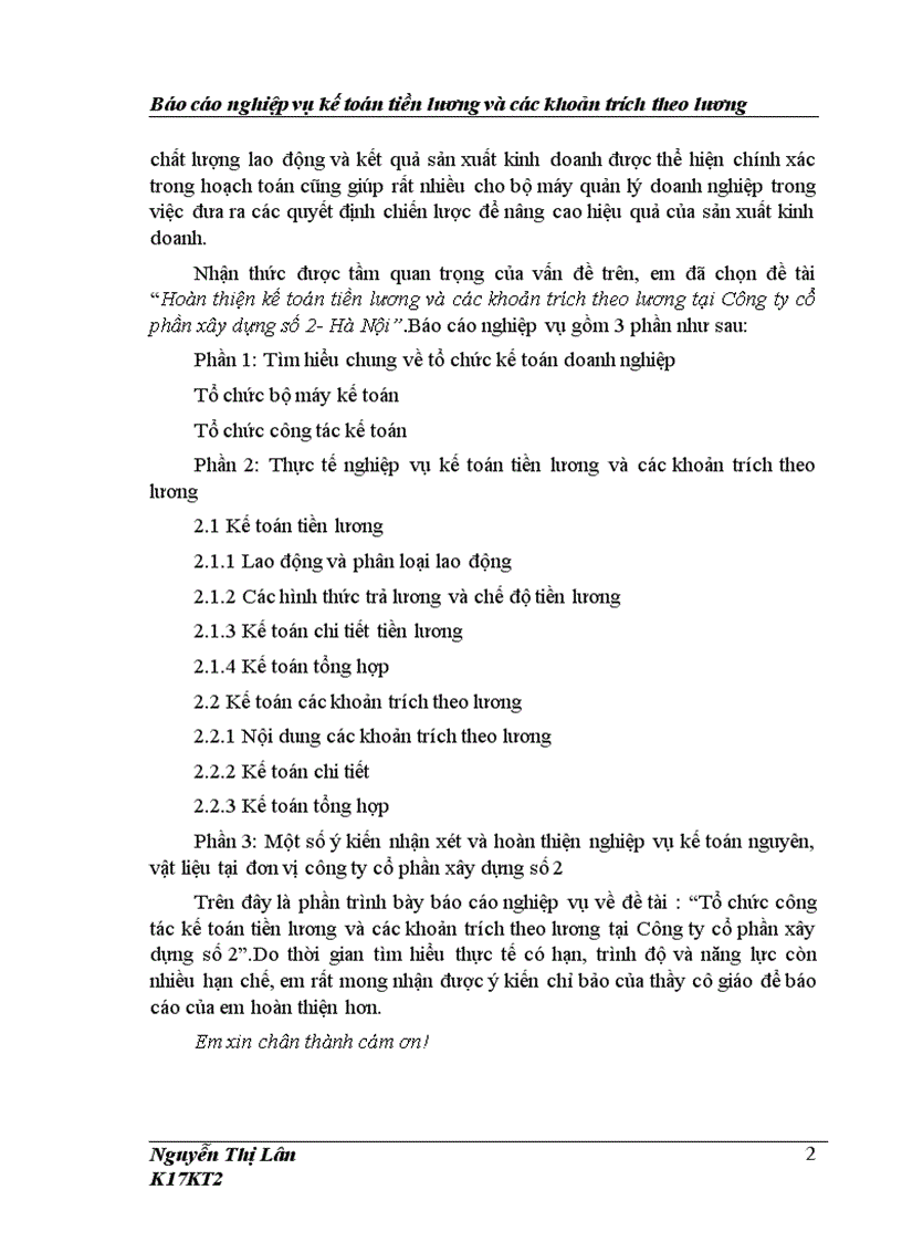 image for page Hoàn thiện kế toán tiền lương và các khoản trích theo lương tại Công ty cổ phần xây dựng số 2 Hà Nội 1