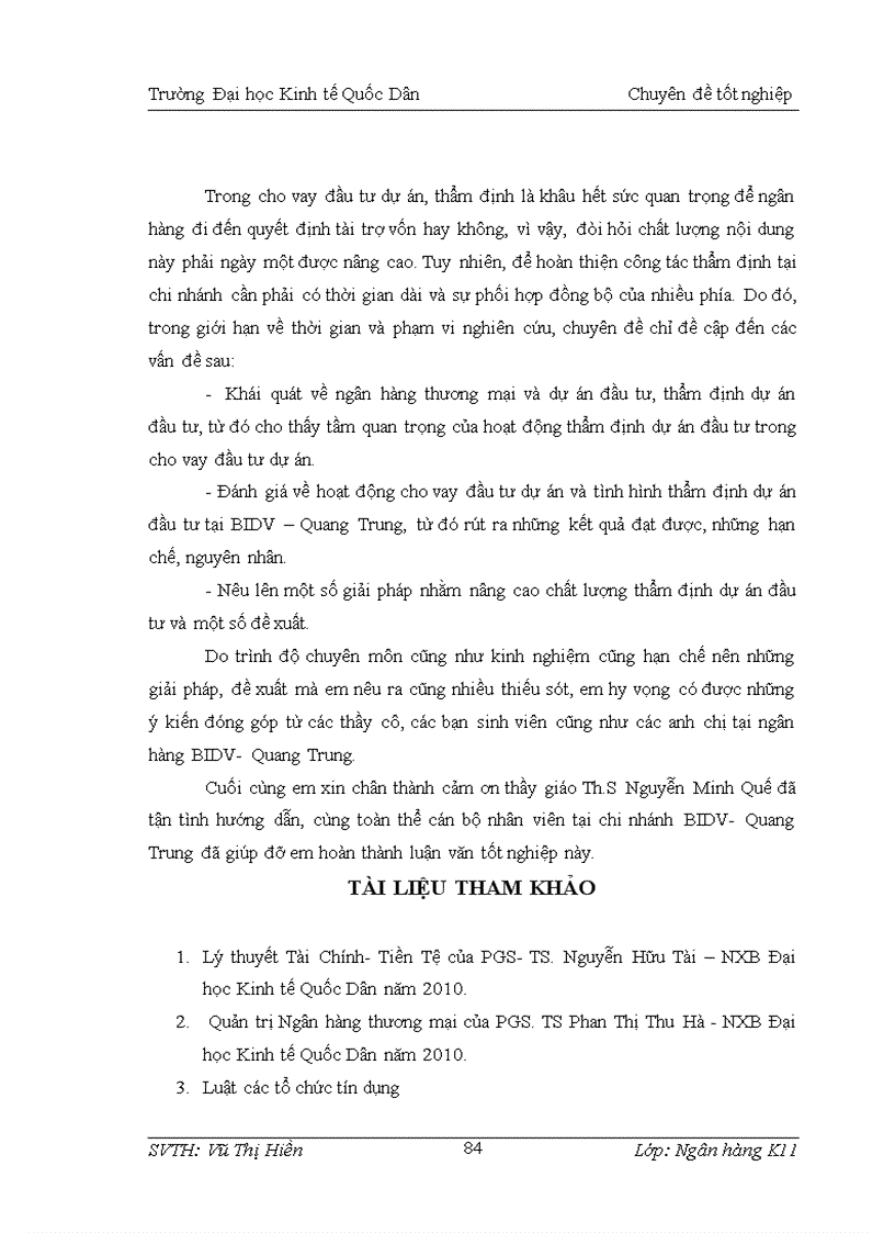 image for page Một số giải pháp và kiến nghị nhằm nâng cao hiệu chất lượng thẩm định dự án đầu tư trung dài hạn tại chi nhánh BIDV Quang Trung
