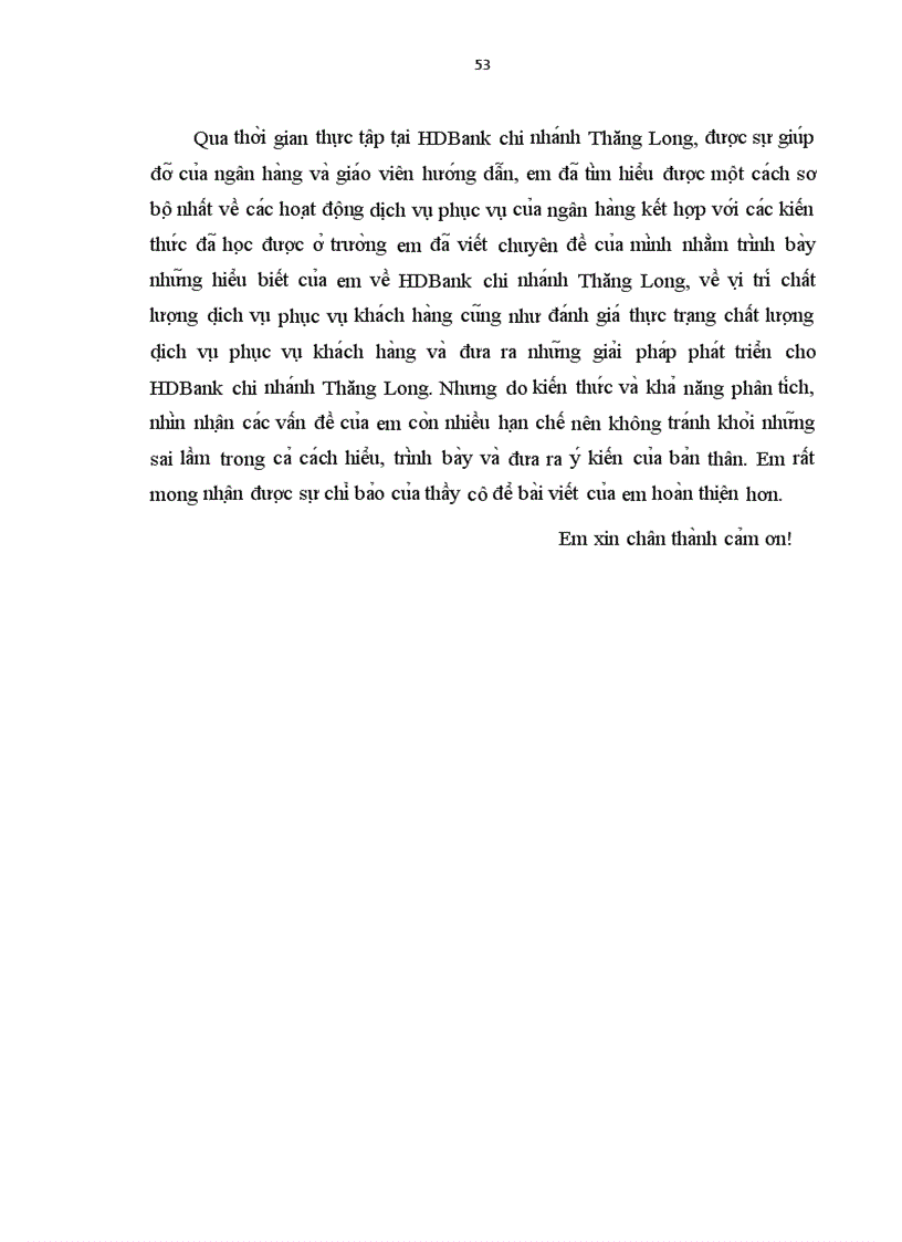 image for page Nâng cao chất lượng dịch vụ phục vụ khách hàng tại HDBank chi nhánh Thăng Long