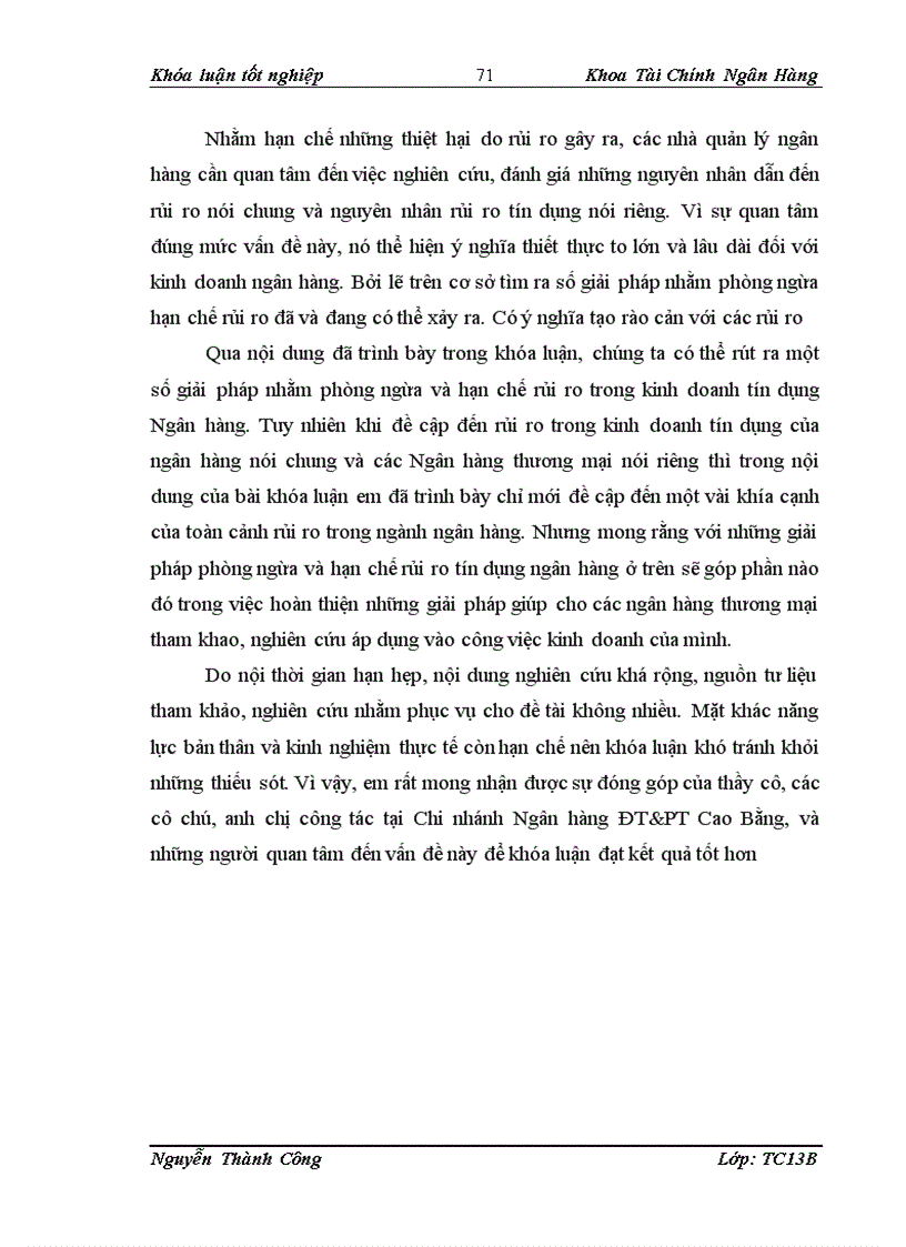 image for page Giải pháp phòng ngừa hạn chế rủi ro tín dụng trong tại Ngân Hàng Đầu Tư và Phát Triển Việt Nam chi nhánh Tỉnh Cao Bằng
