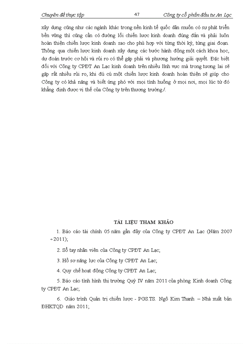 image for page Phân tích môi trưòng ngành và môi trường nội bộ làm căn cứ hoạch định chiến lược kinh doanh của Công ty cổ phần Đầu tư An Lạc