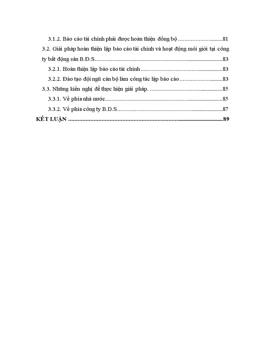 Lập báo cáo tài chính tại Công ty Bất động sản B Đ S 3