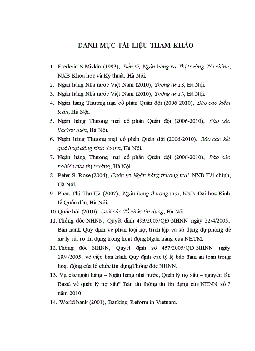 image for page Tăng cường quản lý rủi ro tín dụng tại Hội sở Ngân hàng Thương mại cổ phần Quân đội 1