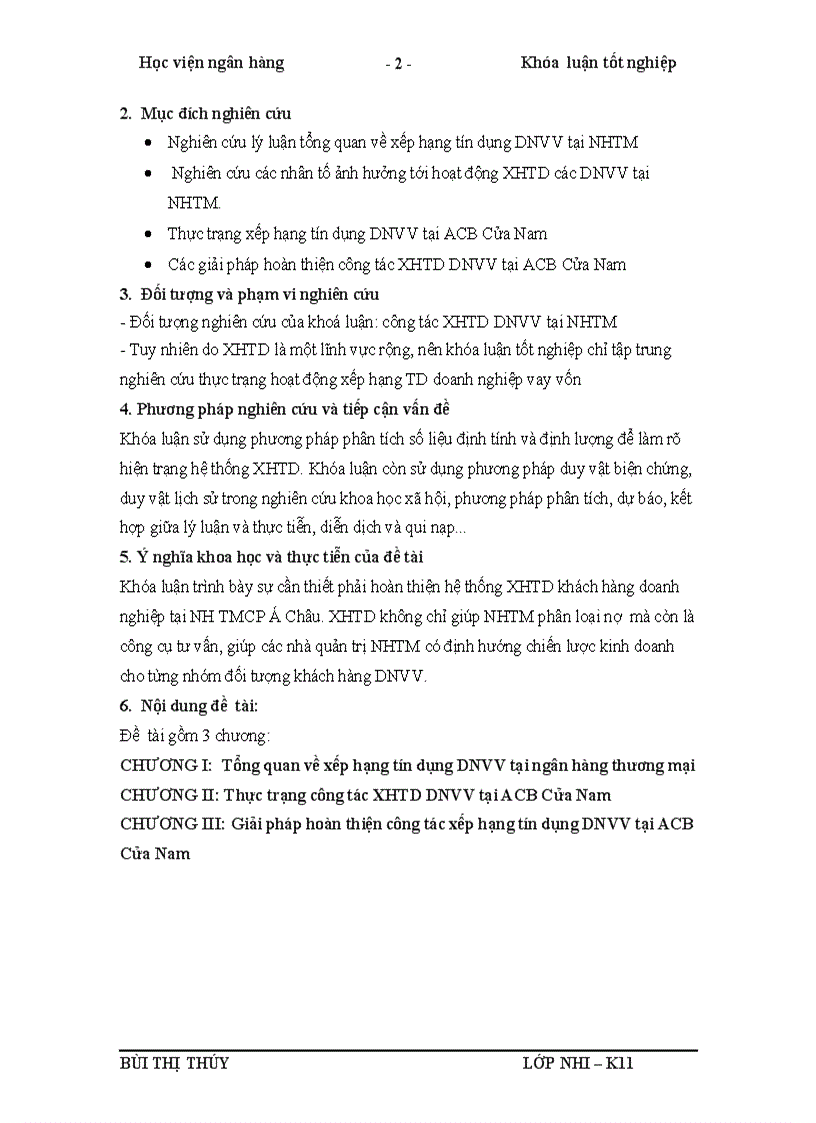 image for page Giải pháp hoàn thiện công tác xếp hạng tín dụng doanh nghiệp vay vốn tại Ngân hàng thương mại cổ phần Á Châu Chi nhánh Cửa Nam 1