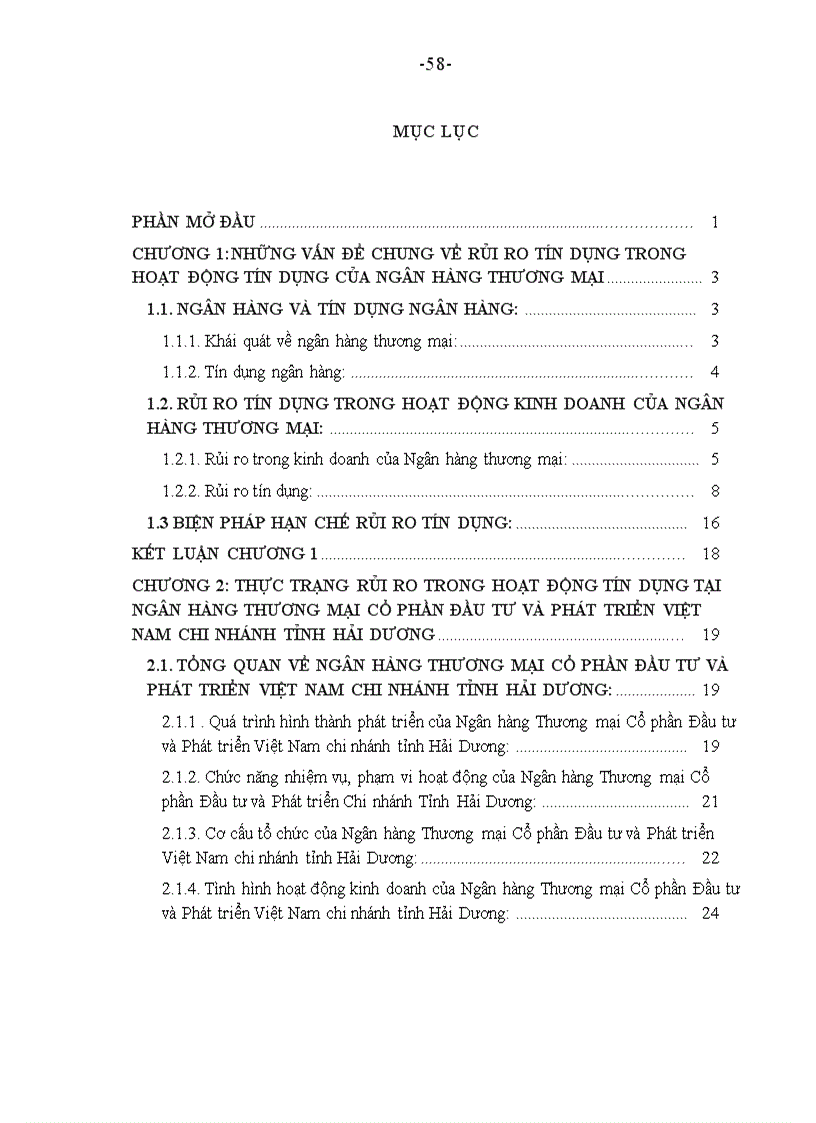 image for page Một số giải pháp phòng ngừa và hạn chế rủi ro tín dụng tại chi nhánh Ngân hàng Thương mại Cổ phần Đầu tư và Phát triển Việt Nam chi nhánh tỉnh Hải Dương