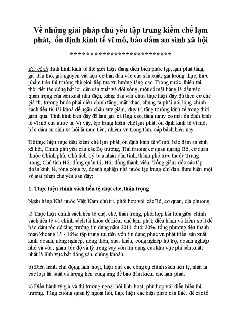 image for page Thảo luận VỂ NHỮNG GIẢI PHÁP CHỦ YẾU TẬP TRUNG KIỂM CHẾ LẠM PHÁT ỔN ĐỊNH KINH TẾ VĨ MÔ BẢO ĐẢM AN SINH XÃ HỘI