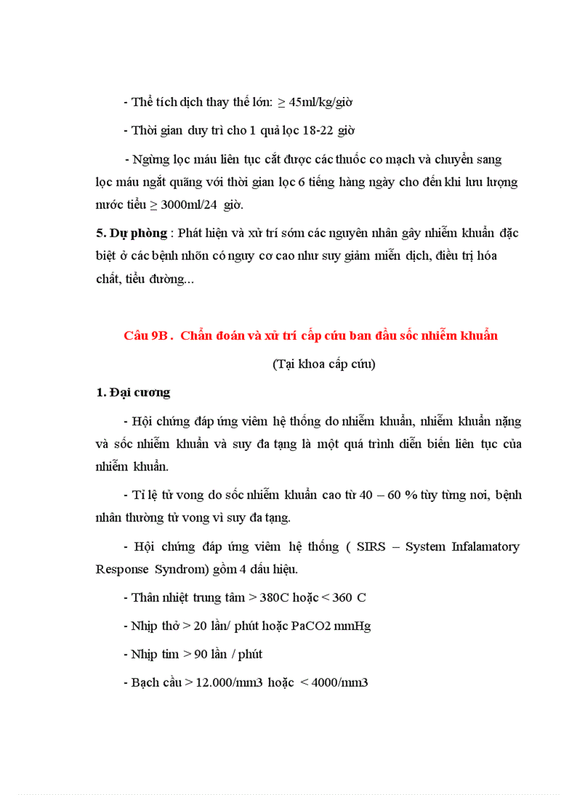 Phác đồ chẩn đoán và xử trí sốc nhiễm khuẩn