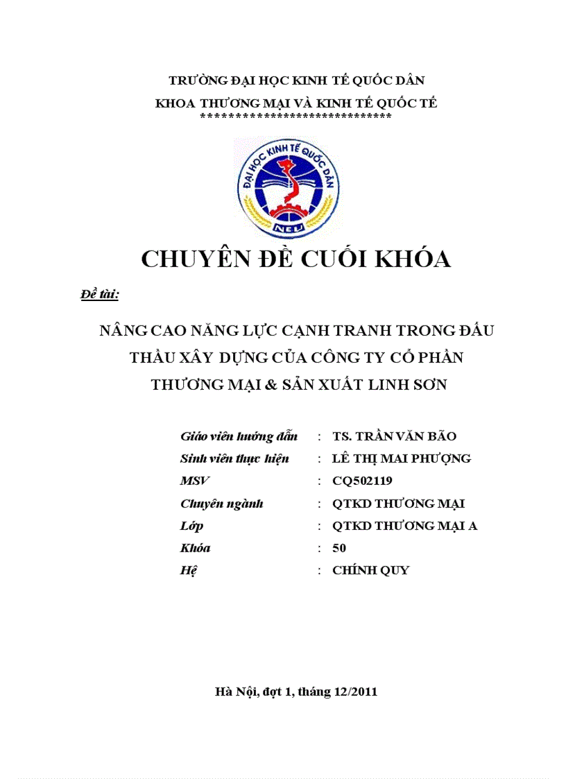 image for page Nâng cao năng lực cạnh tranh trong đấu thầu xây dựng của công ty cổ phần thương mại sản xuất linh sơn