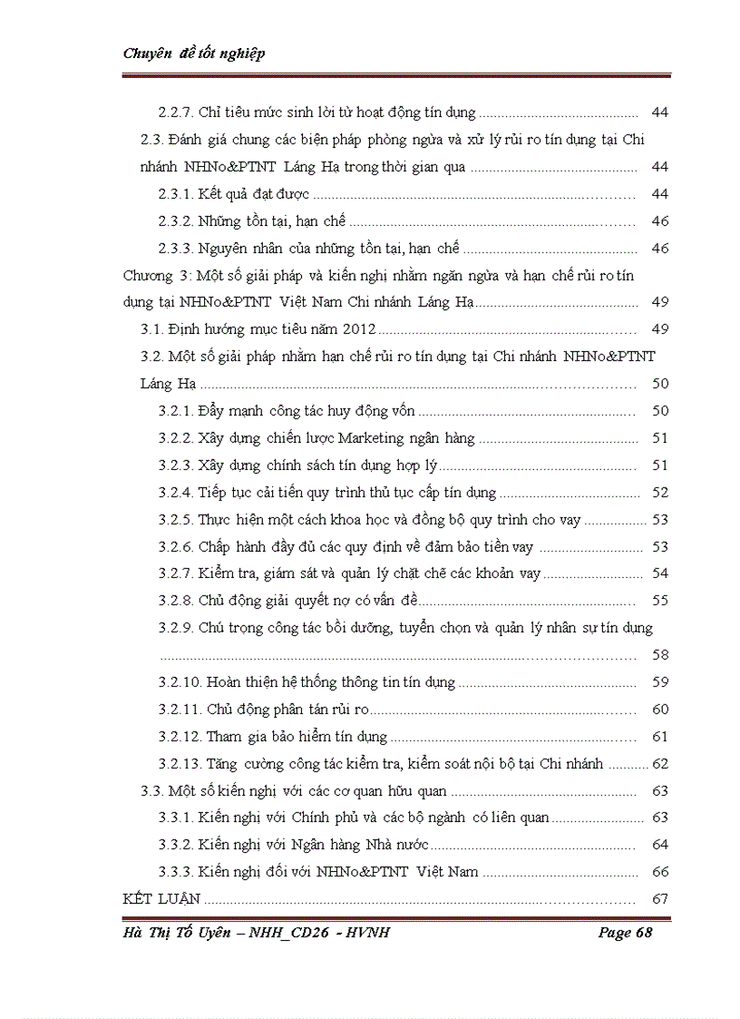 image for page Giải pháp ngăn ngừa và hạn chế rủi ro tín dụng tại Ngân hàng Nông nghiệp và Phát triển Nông thôn Việt Nam Chi nhánh Láng Hạ