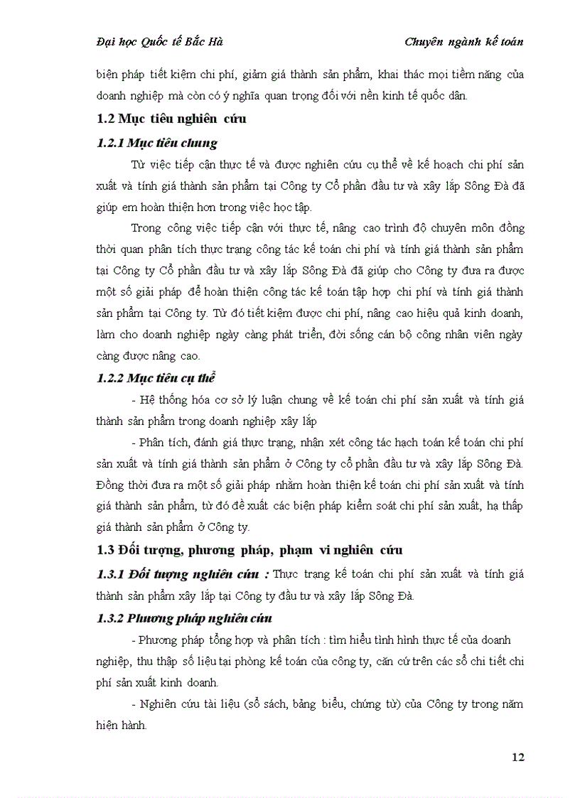 image for page Hoàn thiện kế toán chi phí và tính giá thành sản phẩm xây lắp tại công ty cổ phần đầu tư và xây lắp sông đà