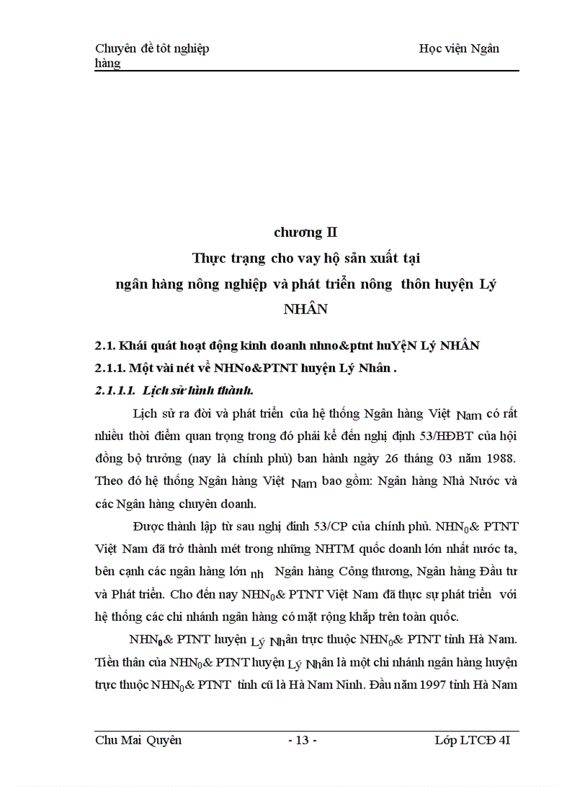 image for page Một số giải pháp nâng cao hiệu quả cho vay đối với hộ sản xuất ở Ngân hàng nông nghiệp huyện Lý Nhân tỉnh Hà Nam