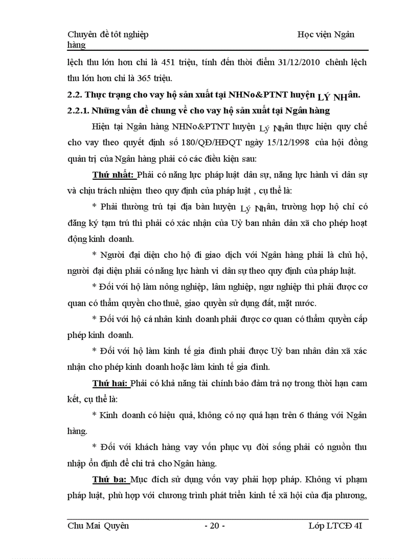 image for page Một số giải pháp nâng cao hiệu quả cho vay đối với hộ sản xuất ở Ngân hàng nông nghiệp huyện Lý Nhân tỉnh Hà Nam