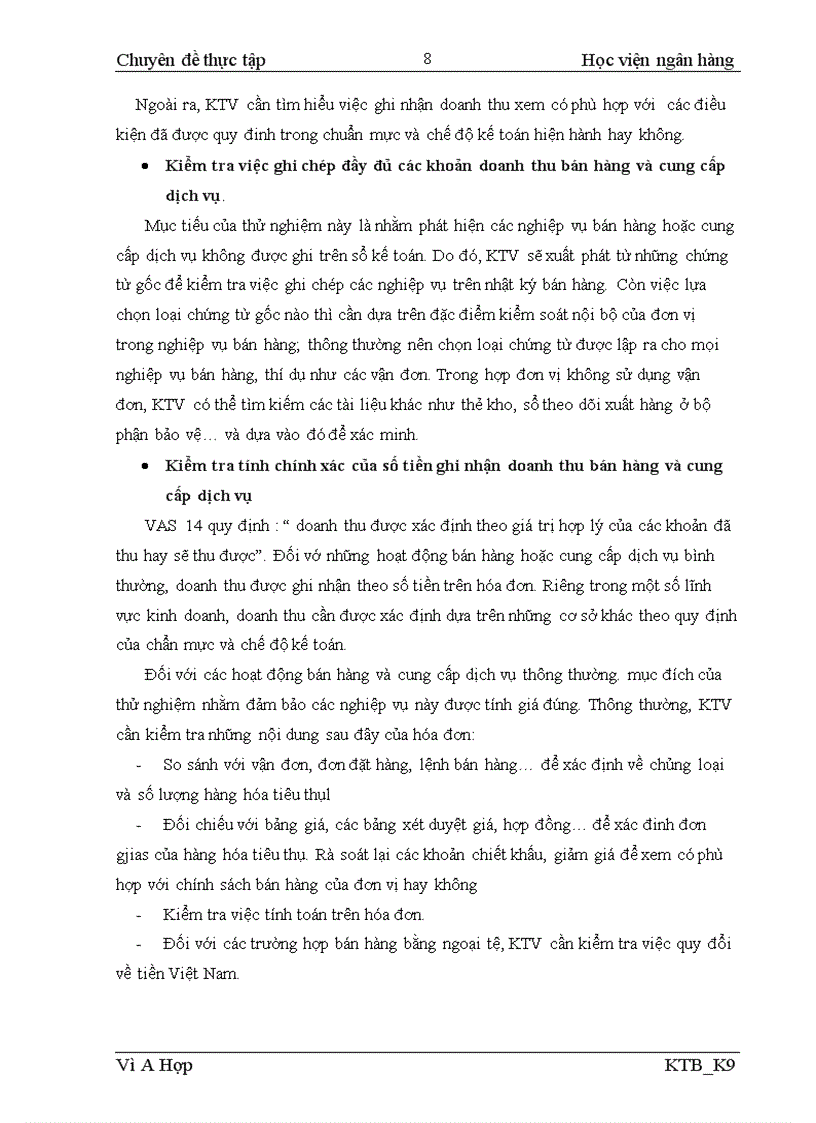 image for page Hoàn thiện kiểm toán khoản mục doanh thu bán hàng và cung cấp dịch vụ trong kiểm toán Báo cáo tài chính do Công ty TNHH tư vấn kiểm toán Vạn An chi nhánh Hà Nội BVACA thực hiện