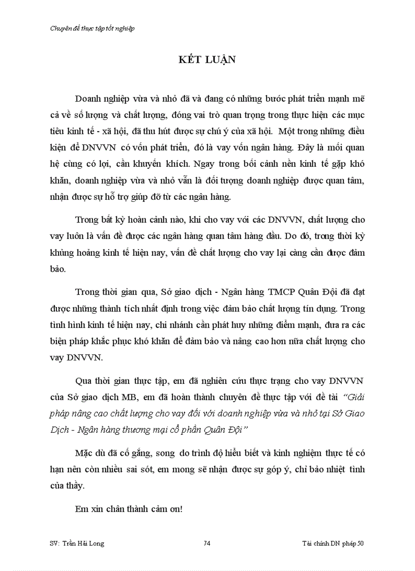 image for page Giải pháp nâng cao chất lượng cho vay đối với doanh nghiệp vừa và nhỏ tại Sở Giao Dịch Ngân hàng thương mại cổ phần Quân Đội