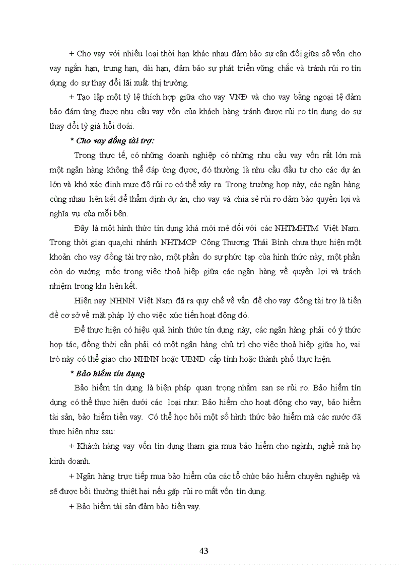 image for page Giải pháp hạn chế rủi ro tín dụng tại Ngân hàng TMCP Công Thương Việt Nam Chi nhánh Thái Bình