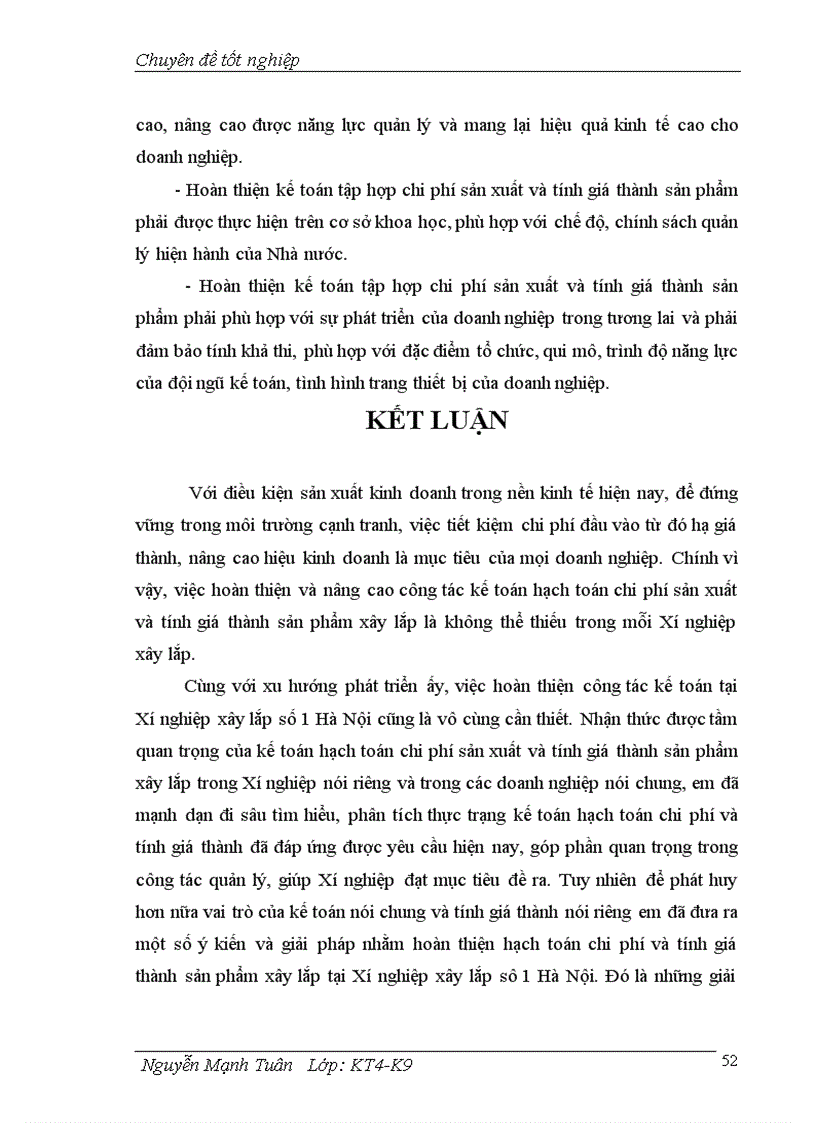 image for page Hoàn thiện hạch toán chi phí sản xuất và tính giá thành sản phẩm xây lắp tại Xí nghiệp xây lắp số 1 Hà Nội